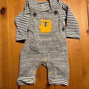 Koala Kids Gray Overalls with Striped Detail